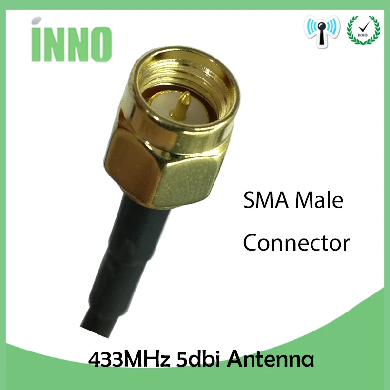 1 шт. 5dbi 433 МГц антенна 433 МГц антенна GSM SMA разъем с магнитной основой для радиосигнала, беспроводной повторитель 433 м