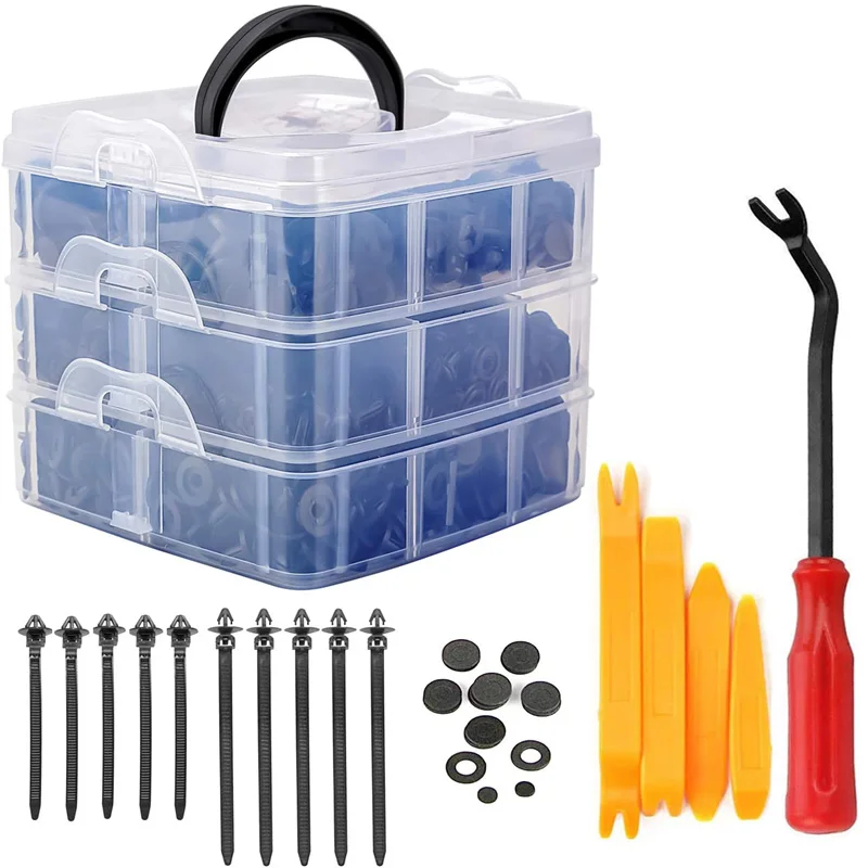 

675Pcs Car Retainer Clips Fasteners Kit Fender Rivet Clips Kit Fit for Ford Toyota Honda Chrysle 16 Most Popular Sizes