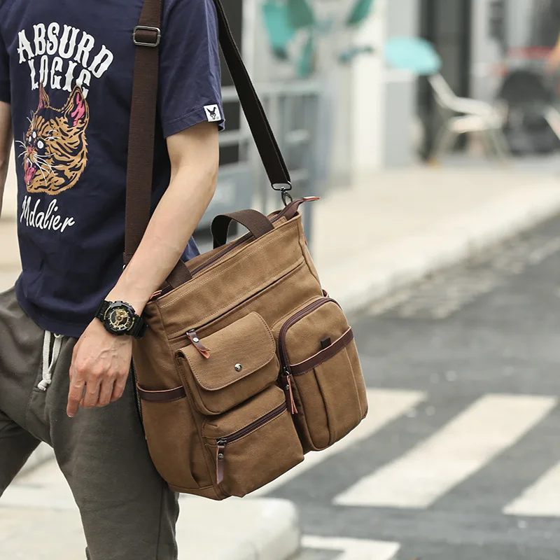 Men's Canvas Shoulder Bag Messenger Computer Casual |