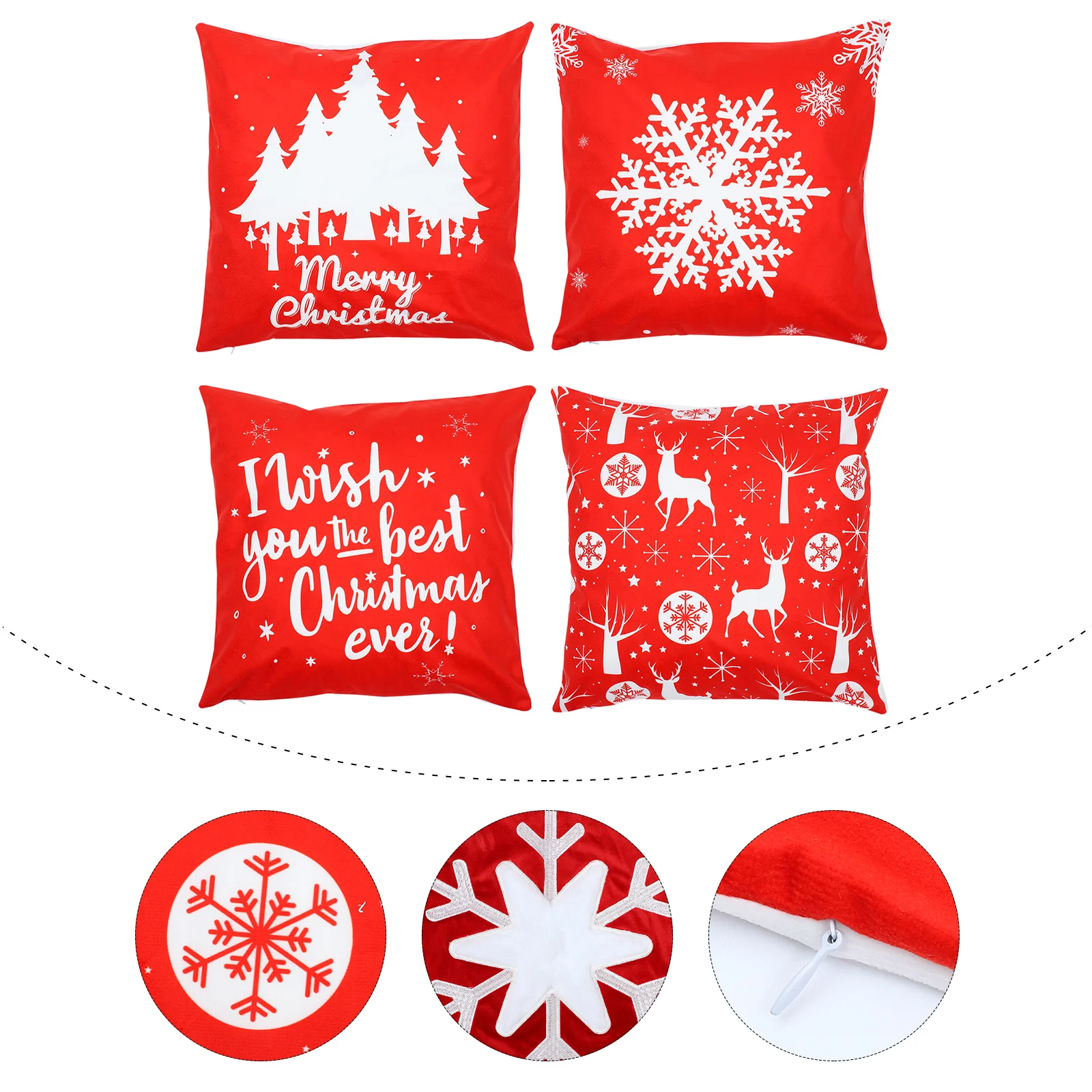 

4pcs Christmas Pillowcase Christmas Snowflakes Decorations Throw Pillowcase