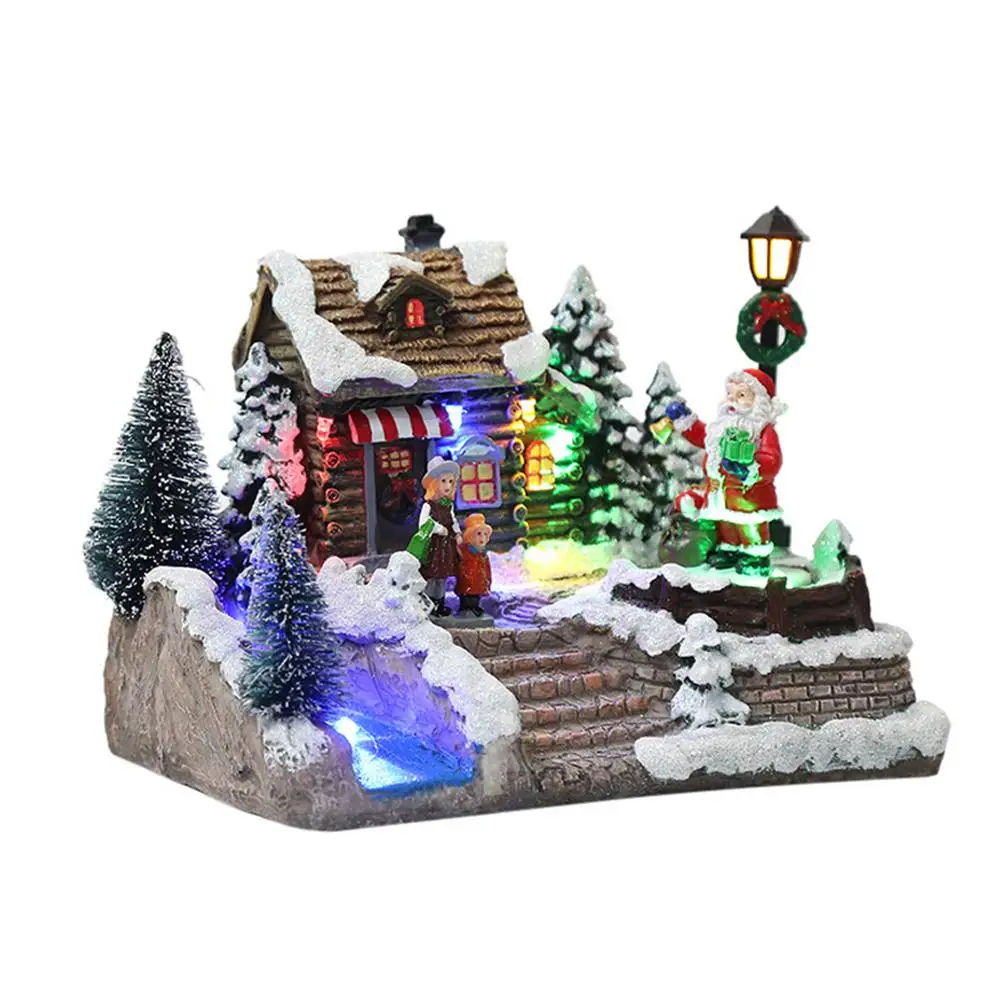 

Christmas Music Box Decorations Christmas Festive Holiday Decoration Christmas Village House With Battery-Operated LED Light B