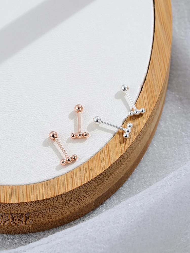 

SILVERHOO 925 Sterling Silver Stud Earrings For Women Rose Gold Color Small Earring Wear Comfortable Party Fine Jewelry