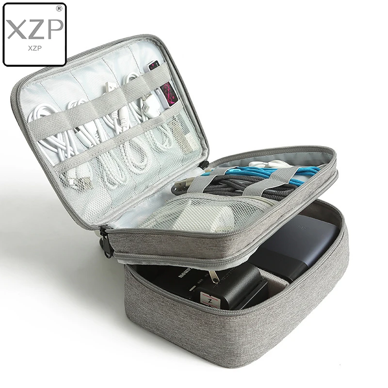 XZP двухслойная сумка для хранения цифровых аксессуаров органайзер кабеля