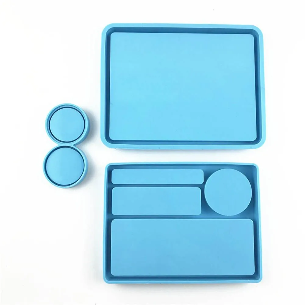 

3Pcs DIY Blank Makeup Tray Lid Jewelry Storage Arrangement Rouge Box Frame Epoxy Mirror Resin Silicone Mold High Quality