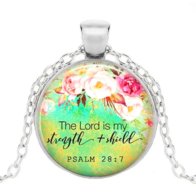 

Bible Verse Quote Pendant,Scripture Necklace, Quote, The Lord is my Strength