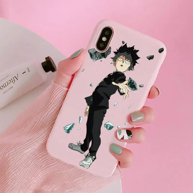 

Mob Psycho 100 Phone Case Candy Color for iPhone 6 7 8 11 12 s mini pro X XS XR MAX Plus