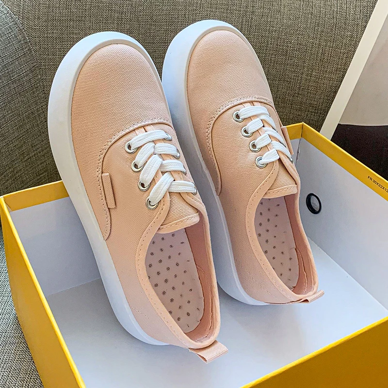 

2021 new low-cut women's canvas shoes thick-soled vulcanized shoes fashion lace-up skateboard shoes fashion hip-hop shoes