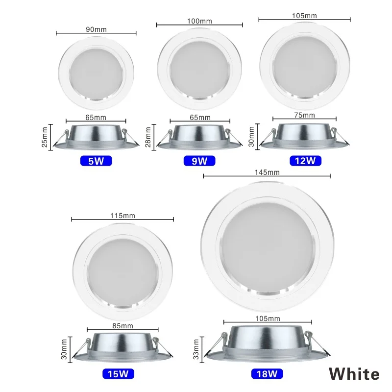 

Led Downlight 220v Ceiling Light 5W 9W 12W Recessed Down light Round Led Panel Light 15W 18W Spotlight Indoor Lighting