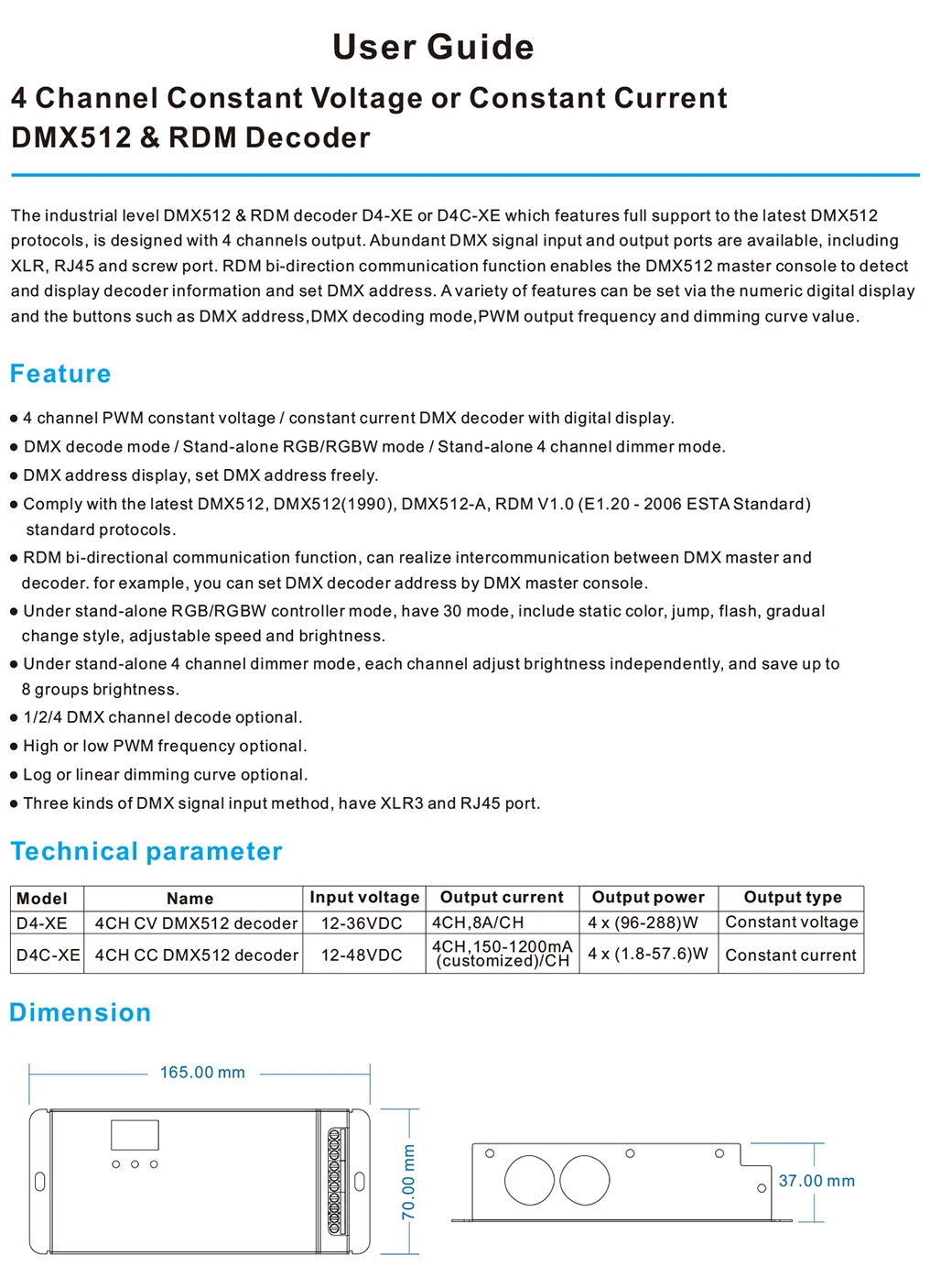 4 Ch DMX512 декодер светодиодный контроллер DC12 24 36 V ШИМ Диммер драйвер с XLR3 RJ45 для rgb лампа rgbw полосы и светодиодный модуль