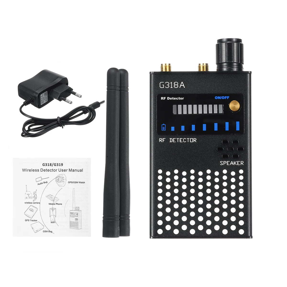 G318A двойная антенна Черный Многофункциональный gps детектор GSM аудио ошибка искатель РЧ-трекер РЧ детектор анти-подслушивания Анти-шпион