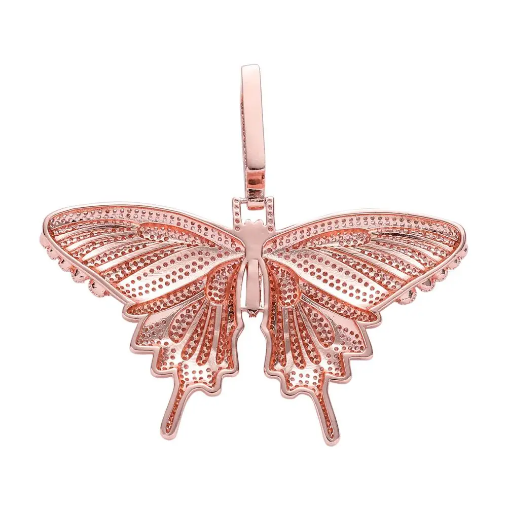 

2021 New Zirconia Paved Bling Ice Out Butterfly Pendants Necklaces CZ Tennis Chain for Men Women Hip Hop Choker Jewelry Dropship