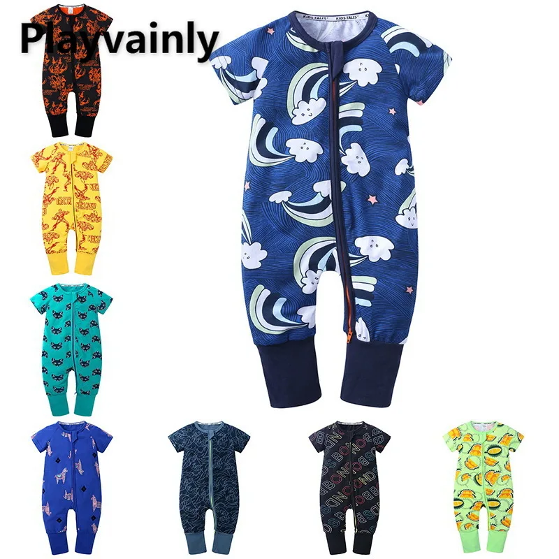 

2021 Летний комбинезон для младенцев мальчиков девочек хлопковое нижнее белье с персонажами из мультфильмов с короткими рукавами комбинезон...