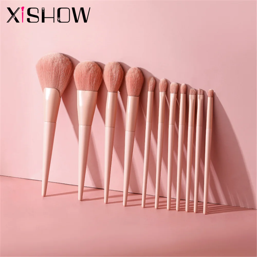 

XISHOW Beauty Makeup Brushes Professional Foundation Powder Blush Eyeshadow Eyebrow Kabuki Blending Cosmetics Brush Set 11PCS