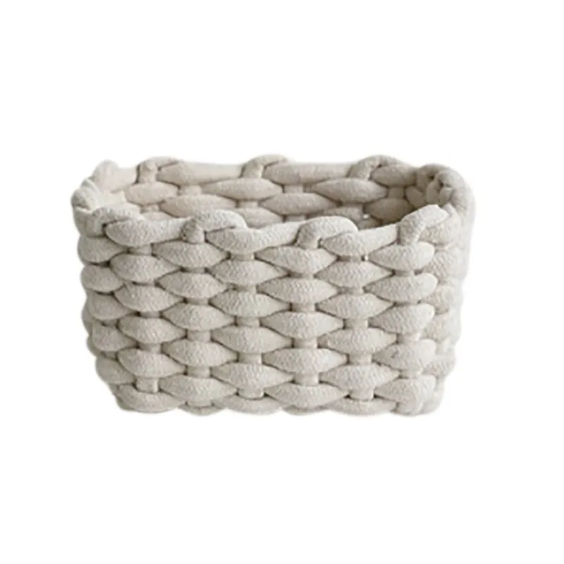 

Thick Cotton Rope practical woven basket cotton rope storage basket desktop cosmetic storage debris basket living room storage