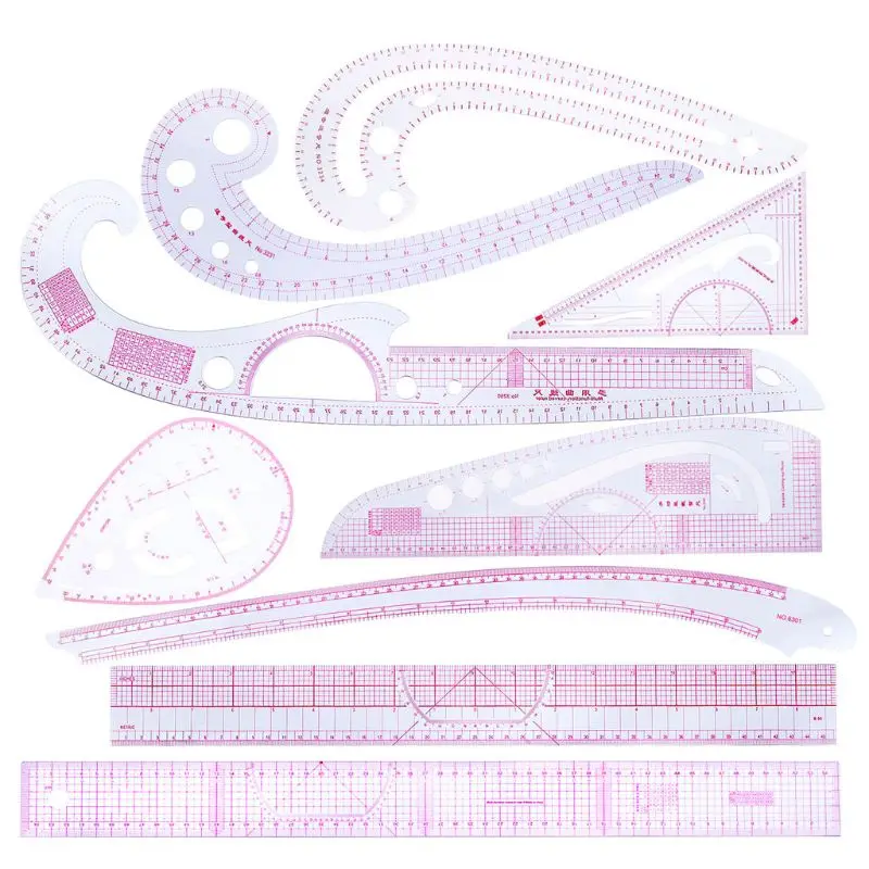 

9pcs Sewing French Curve Ruler Measure Dressmaking Tailor Drawing Template Craft Tool Set