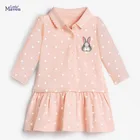 Платье с длинным рукавом и кроликом для девочек, из хлопка