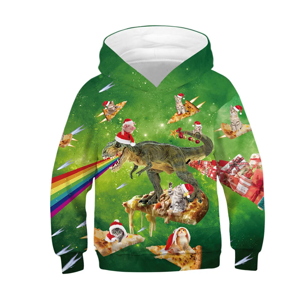 Рождественский свитер с объемным принтом для мальчиков и девочек-подростков