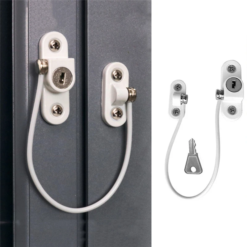 Cerradura de seguridad para puerta de beb&eacute;, dispositivo limitador de ventana, cerradura con llave, l&iacute;mite de seguridad para ni&ntilde;os, 1 unidad-0