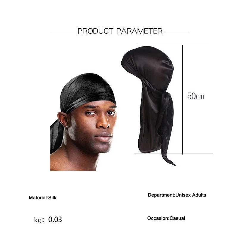 Новинка 2021 унисекс мужские s бандана Doo Durag головной убор с длинным хвостом мягкая