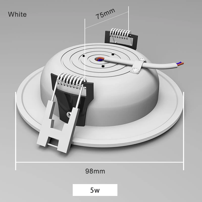 White 75mm 5w Светодиодный светильник, точечный светильник, 110 В, 220 В, 230 В, 240 в, светодиодный потолочный круглый встраиваемый светильник для гостиной, спальни, офиса, с регулируемой яркостью - Испускаемый цвет: White 75mm 5w