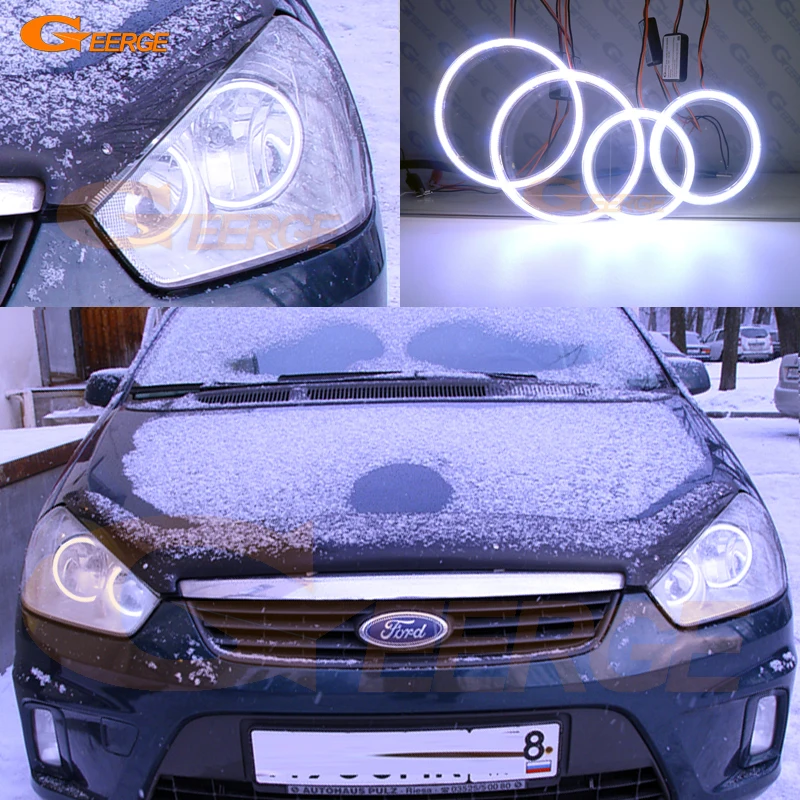 Отличный ультра яркий COB комплект светодиодов глаза ангела halo кольца DRL для Ford Focus
