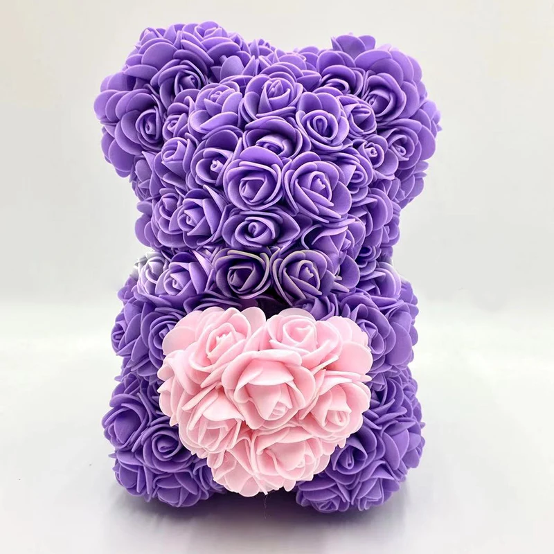 DIY 25 см ПЭ Пена розы медведь плюшевый медведь искусственный цветок розы подарки на год для подруги Женщины Матери Валентина подарок