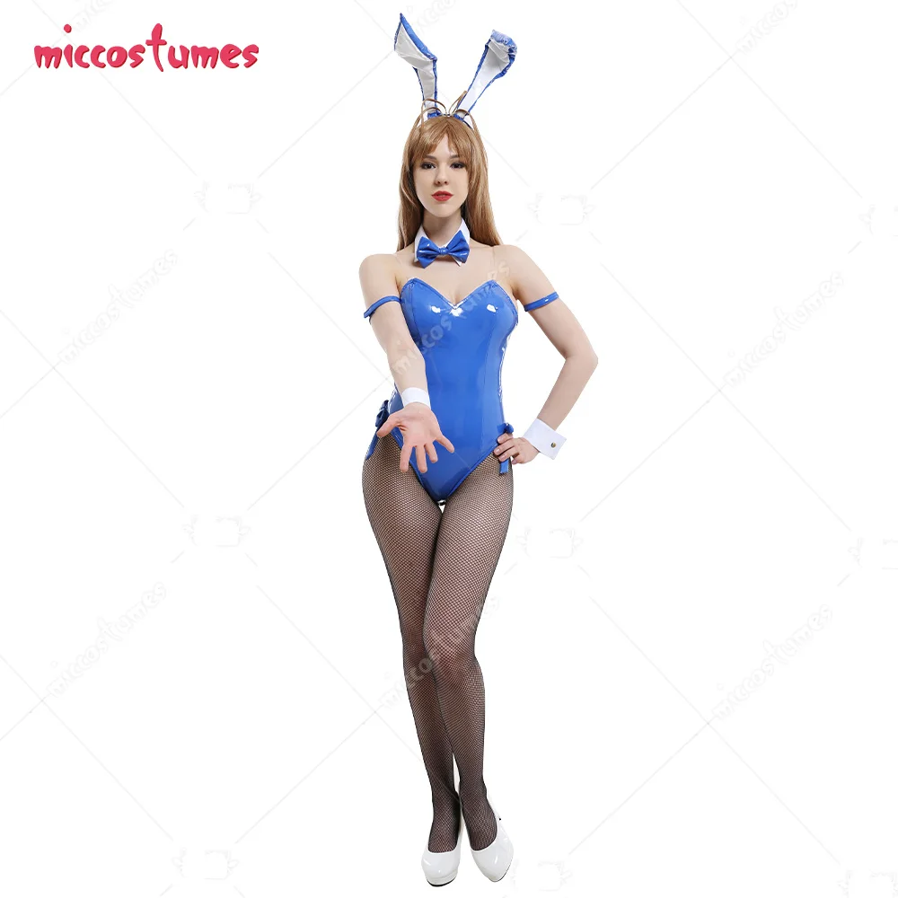 

Bunny Girl Cosplay Costume PU Leather Bodysuit Full Set with Bunny Ear Hair Band and Collar