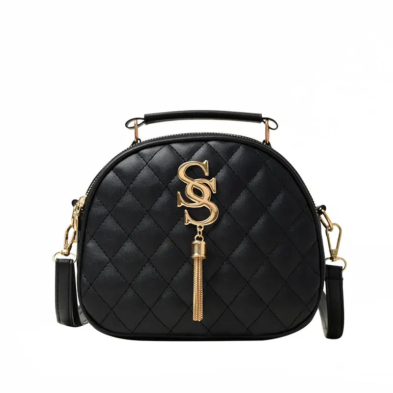 

Crossbody Bags for Women Quilted Handbags Shoulder Bag Round Small Leather Bag 2020 Fashion Ladies Messenger Bag Satchels Purses