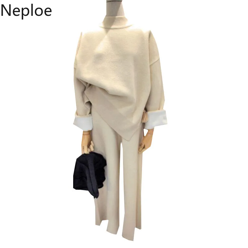 Neploe корейских милых романтичных Для женщин комплекты с круглым вырезом вязаный