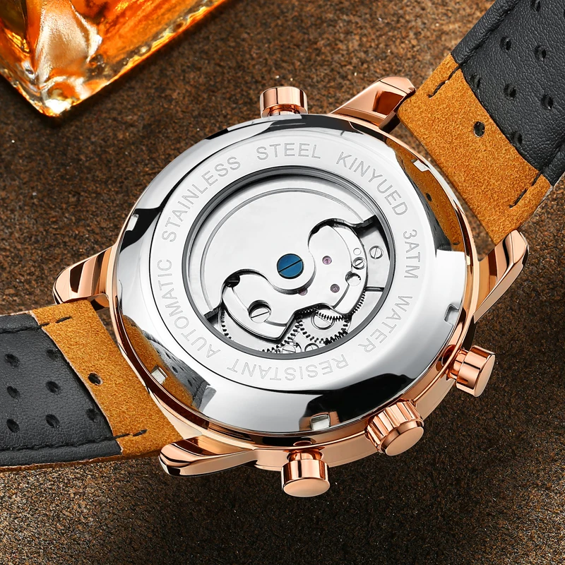

KINYUED Skeleton Automatic Watch Men Flying Tourbillon Top Brand Men's Mechanical Watches Luxury Luminous Relogios Masculinos