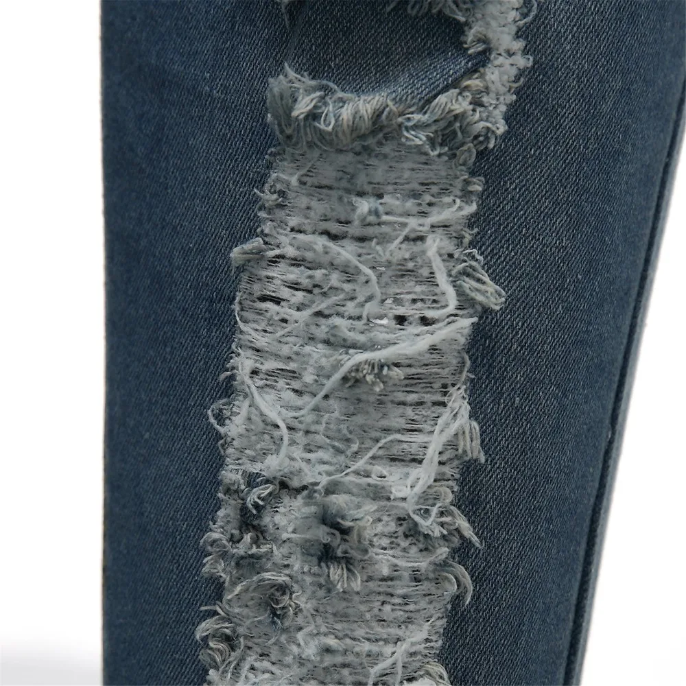 

Ripped Cargo Pants Women Casual Distressed Jeans Cotton Full Length Pencil Pant Blue Slim Fit Ladies Denim Trousers Plus Size