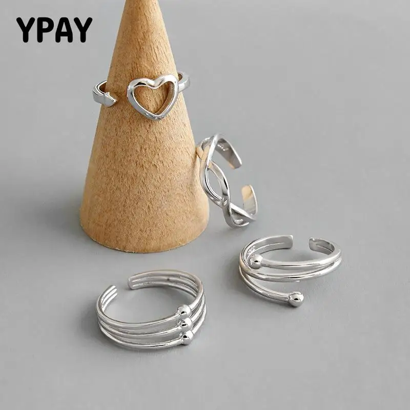 Женское Открытое кольцо из серебра 925 пробы с сердечками|Кольца| |