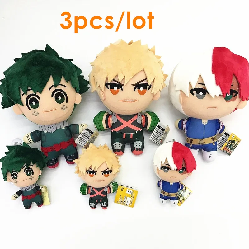 

3PCS Anime My Hero Academia Izuku Midoriya Katsuki Bakugou Shouto Todoroki Plush Pendant Keychain Toy Soft Stuffed Dolls Gift