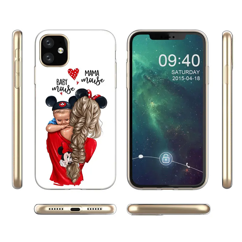 Hot Brown Hair Baby Mom Girl Queen family Silicone Case for Apple iPhone 11 Pro XS Max X XR 6 6s 7 8 Plus 5 5s SE Fashion Cover | Мобильные