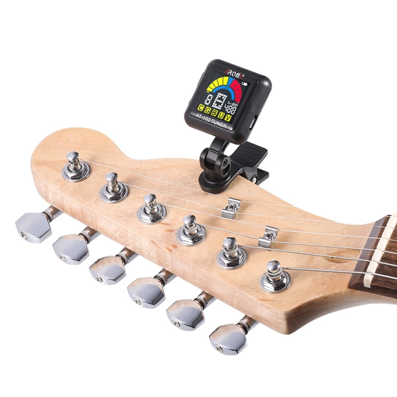 Aroma At-102 Rechargeable Clip-On Guitar Tuner Color Sn With Built-In Battery Usb Cable For Chromatic Bass Ukulele | Спорт и
