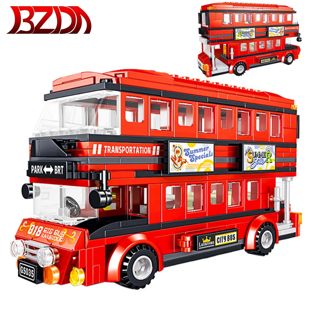 

BZDA UK London Bus Car City BRT Double Decker Bus Model Building Blocks MOC Ideas Car Toys Bricks Toys For Boys Birthday Gifts