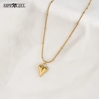 sipengjel fashion stainless steel beards chain necklace clavicle love heart pendant necklace for women birthday gifts