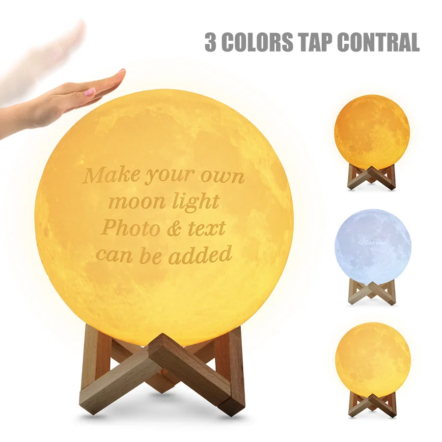 dropshipping customized photo and text 3d printing moon night light galaxy usb rechargeable creative home decor globe love gift free global shipping