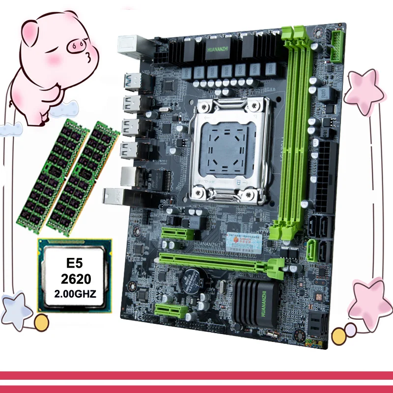 Verkauf HUANANZHI X79 6M M-ATX Motherboard CPU RAM Combo Dual M.2 Slot Prozessor Intel Xeon E5 2620 Große Marke Speicher 32G(2*16G) REG ECC