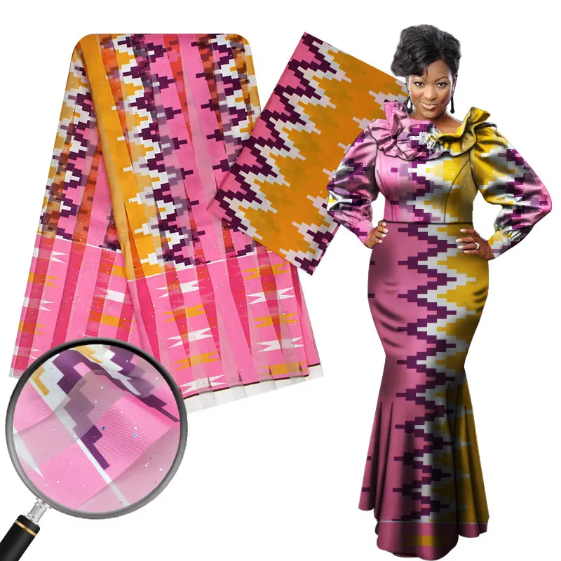 

New Geometry High Quality Sequins Organza Satin Silk Fabric 4yards+2yards Silk Chiffon Fabric YG812-9