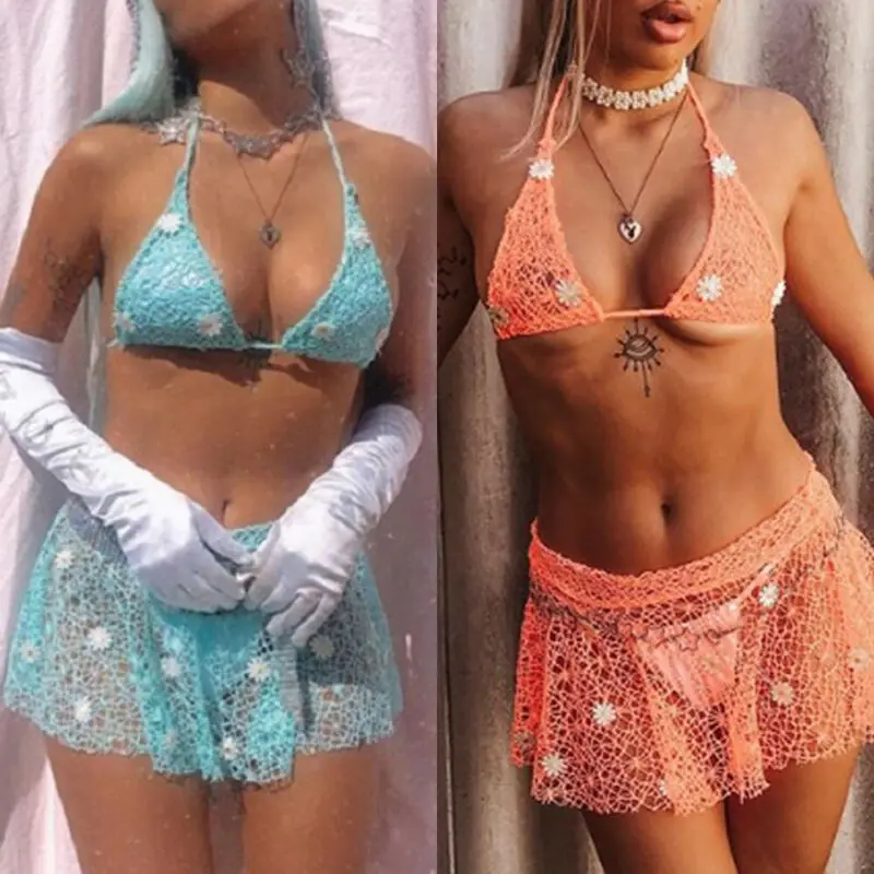 Сексуальный женский комплект бикини из двух предметов юбка с эффектом пуш ап