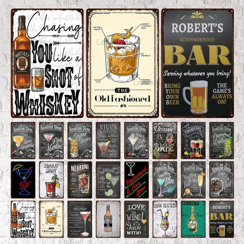 Жестяная Табличка для виски коктейля сока меню металлическая настенная