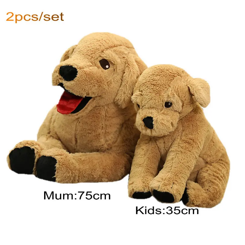 Super Simulation Mum&Kids Labrador Dog PLush Toy Stuffed Lifelike Golden Retriever animals Doll toys for Cub Dog toys