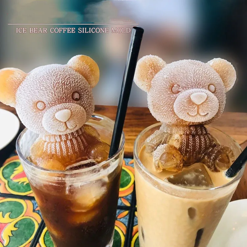 

Teddy Bear Shaped Ice Cube Mold Food Grade Silicone Ice Cube Maker Kitchen Accessories For Drink Coffee Ice Cream Decor
