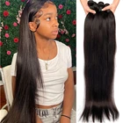 Прямые человеческие волосы в пучках, 30 дюймов, бразильские волнистые человеческие волосы для наращивания, 1, 3, 4 пряди, прямые волосы, натуральный цвет, недорого