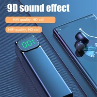 tws bluetooth v5 1 wireless headphones digital display pull out sports headphones waterproof in ear stereo touch control headset