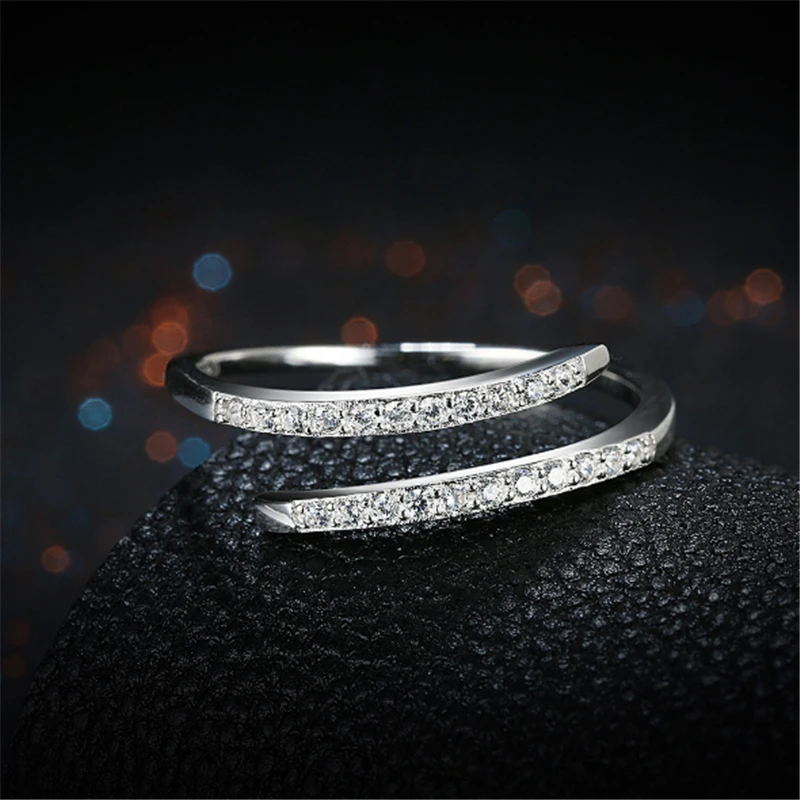 

Ailodo Minimalist 100% Real 925 Sterling Silver Rings For Women Girl Luxury Zircon Engagement Wedding Rings Fine Jewelry 20MAR46