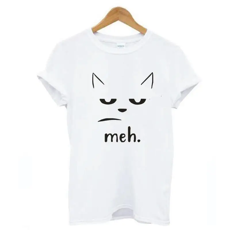 Женская футболка с принтом кошачьего лица женская в стиле Харадзюку летняя