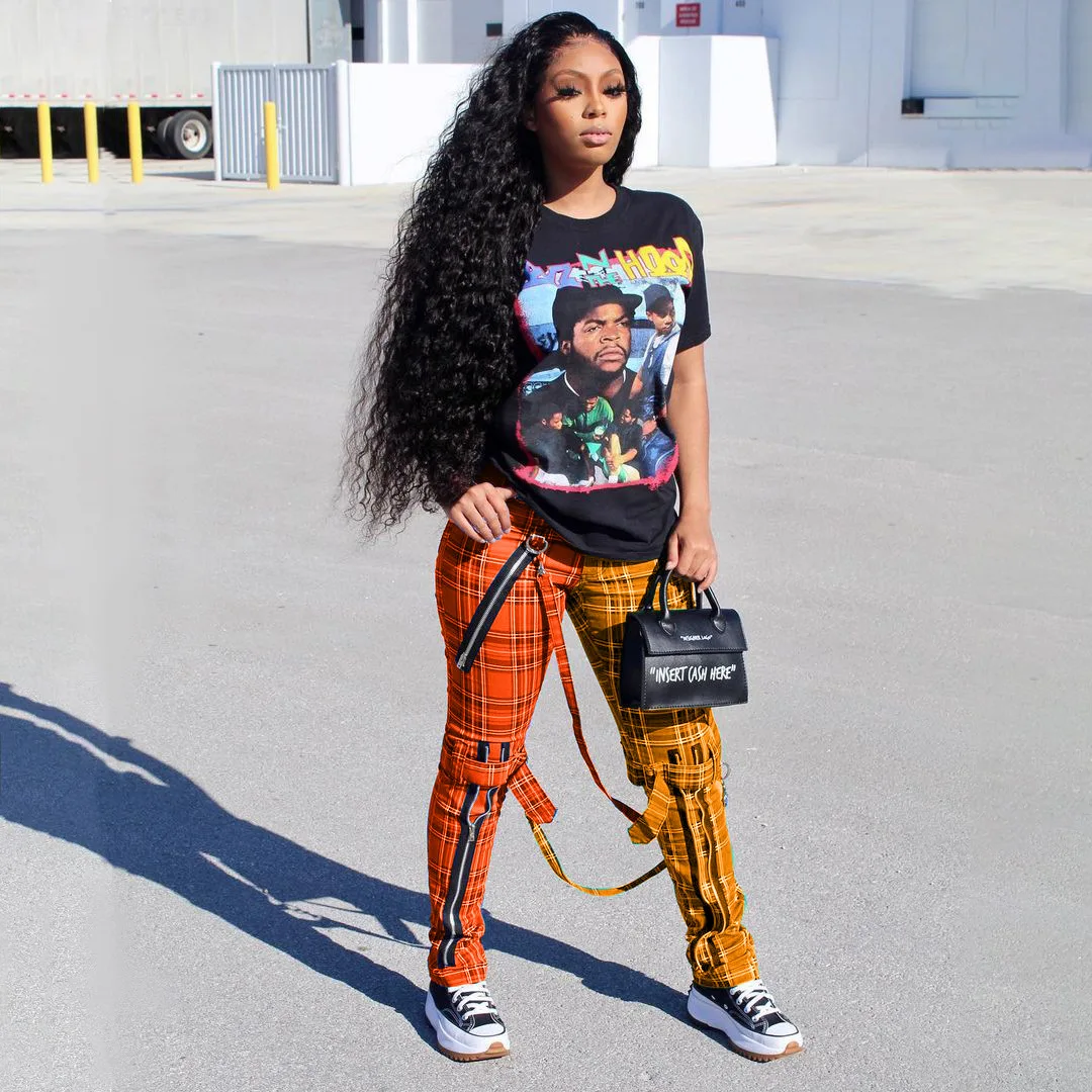 

Echoine Casual Pencil Pants Colorful Letter print High Waist Skinny Trousers Women Bodycon Streetpants Legging Streetwear