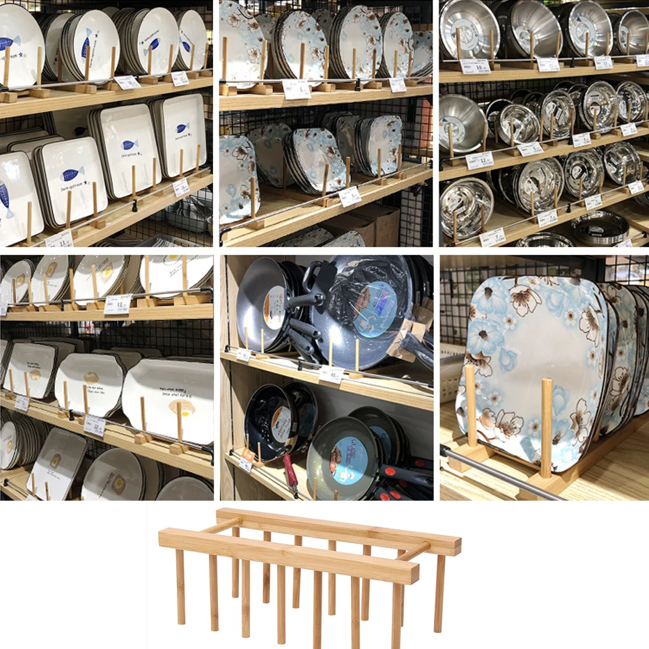 

Pot Lid Extended Wood Plate Rack Spoon Holder Shelf Cooking Dishes Tray Stand Accessories Storage Kitchen Organizer Bookshelf